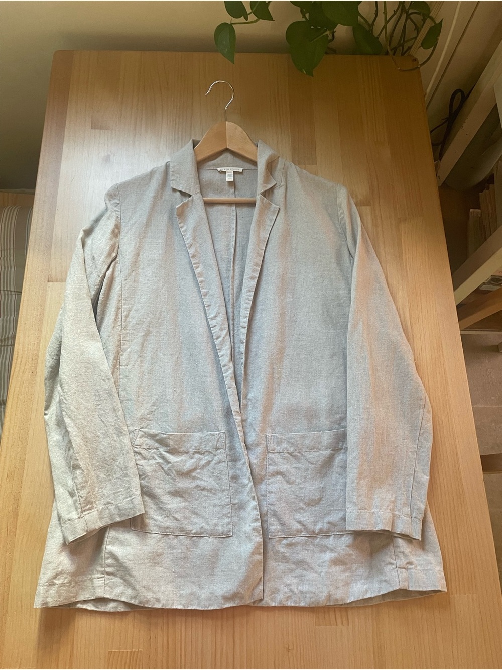 Eileen Fisher Open-Front Linen Blazer